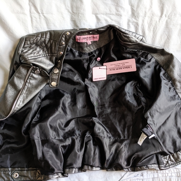 NWT Urban Republic girl Feux leather moto jacket size 16 - Picture 3 of 12